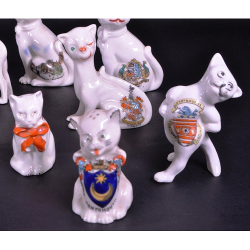 377 - Collection of early 20th century crested china porcelain figures, mostly comprised of cats. Makers i... 