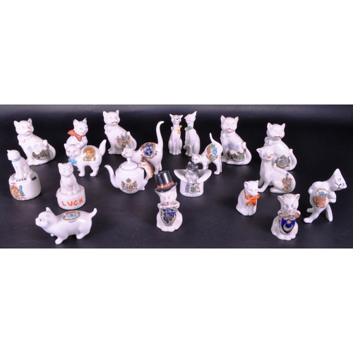 377 - Collection of early 20th century crested china porcelain figures, mostly comprised of cats. Makers i... 