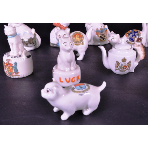 377 - Collection of early 20th century crested china porcelain figures, mostly comprised of cats. Makers i... 