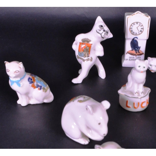 388 - Collection of early 20th century crested china figures, including makers such as Arcadian, Shelley, ... 