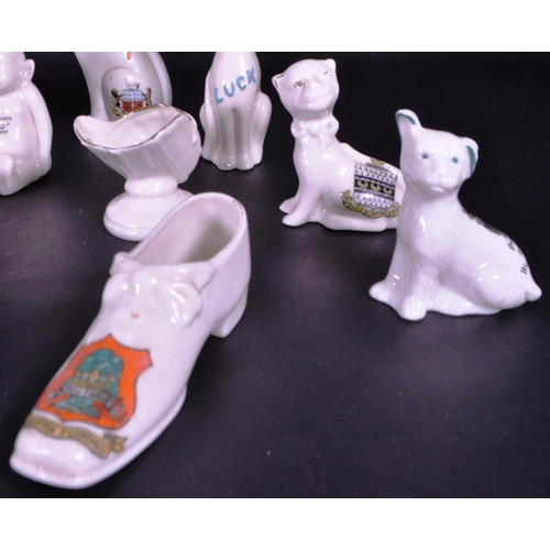 388 - Collection of early 20th century crested china figures, including makers such as Arcadian, Shelley, ... 