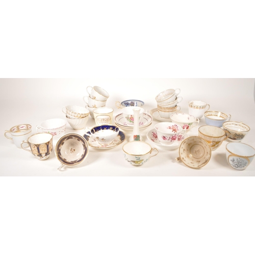 121 - Large collection of 19th / 20th century porcelain china tea cups. Examples including a Davenport Lon... 