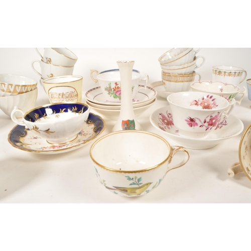 121 - Large collection of 19th / 20th century porcelain china tea cups. Examples including a Davenport Lon... 