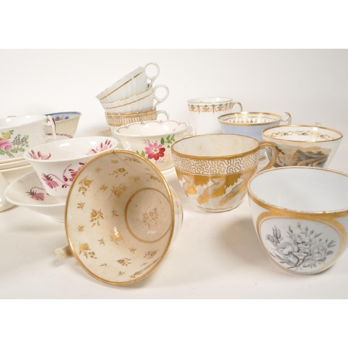 121 - Large collection of 19th / 20th century porcelain china tea cups. Examples including a Davenport Lon... 