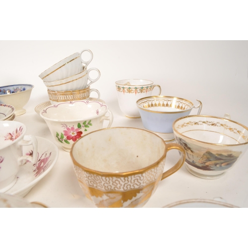 121 - Large collection of 19th / 20th century porcelain china tea cups. Examples including a Davenport Lon... 