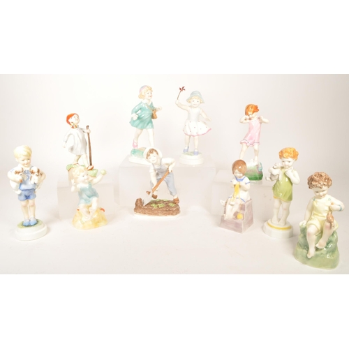 132 - Royal Worcester - Collection of ten 20th century bone china Children of The Week figures. Examples i... 
