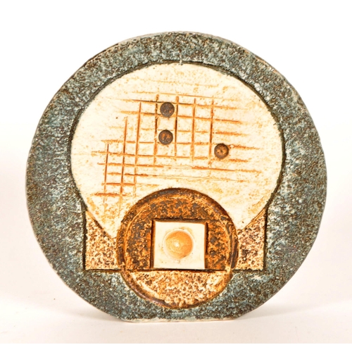 138 - Avril Bennet for Troika, Cornwall - a vintage mid 20th century 1970s hand painted pottery wheel vase... 