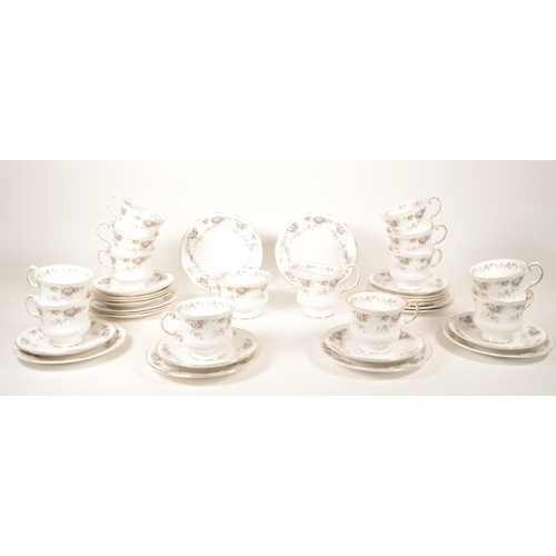 142 - Elizabeth Chantilly - 20th century bone china tea service. Comprised of twelve tea cups, milk jug, s... 
