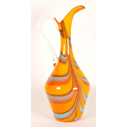 148 - Manner of Carlo Moretti - Mid century vintage studio glass ewer vase. Featuring an orange and blue s... 