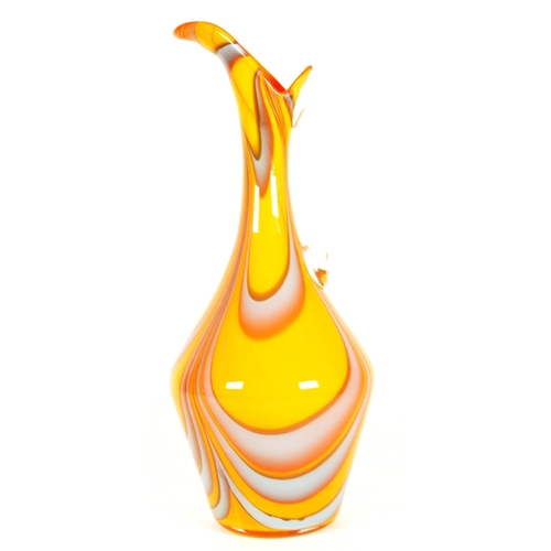 148 - Manner of Carlo Moretti - Mid century vintage studio glass ewer vase. Featuring an orange and blue s... 