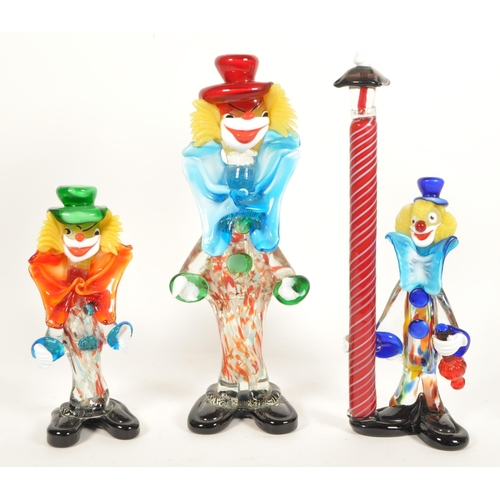162 - Three mid century Itlalian Murano studio glass clown figures. Comprised of a marked Murano clown wit... 