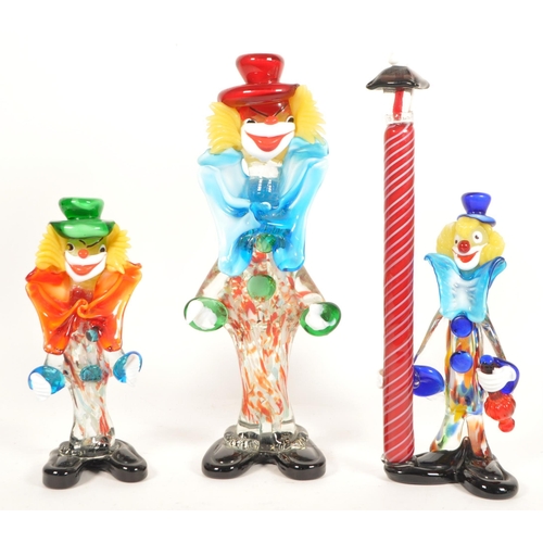 162 - Three mid century Itlalian Murano studio glass clown figures. Comprised of a marked Murano clown wit... 