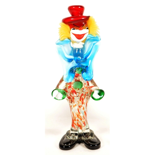 162 - Three mid century Itlalian Murano studio glass clown figures. Comprised of a marked Murano clown wit... 