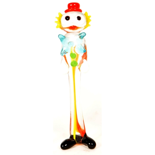 164 - Collection of six small mid century Murano style studio glass multicolored clown figures. Largest me... 