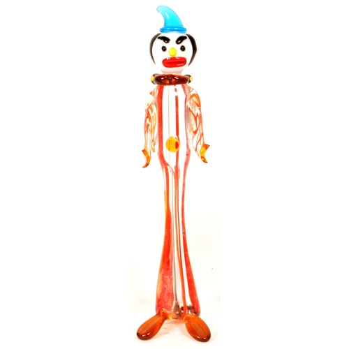 164 - Collection of six small mid century Murano style studio glass multicolored clown figures. Largest me... 