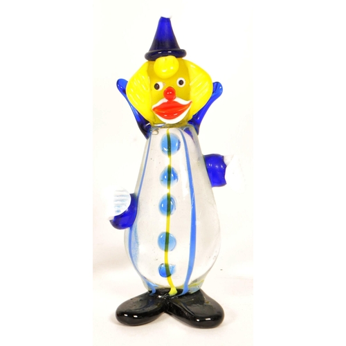 164 - Collection of six small mid century Murano style studio glass multicolored clown figures. Largest me... 