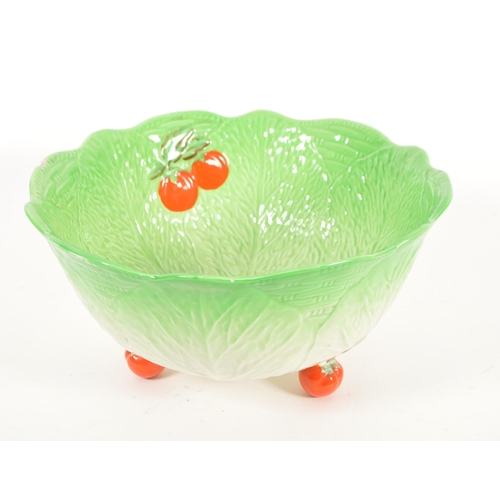 91 - Beswick - Late 20th century cabbage pottery dish and bowl. Bowl in a bright green colourway with han... 