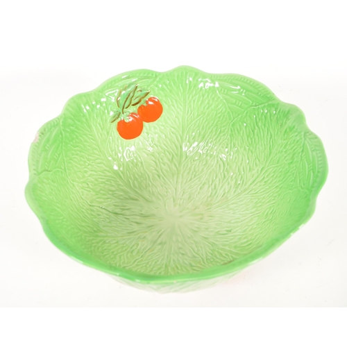 91 - Beswick - Late 20th century cabbage pottery dish and bowl. Bowl in a bright green colourway with han... 