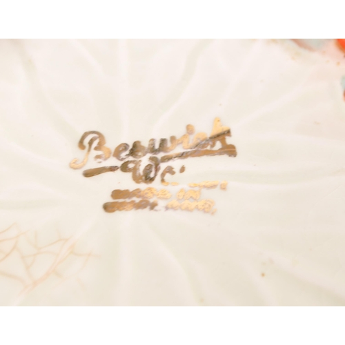 91 - Beswick - Late 20th century cabbage pottery dish and bowl. Bowl in a bright green colourway with han... 