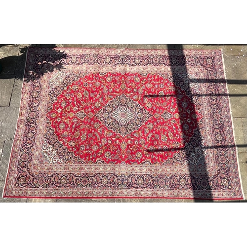 An early 20th century signed Central Persian Islamic Kashan hand woven ...