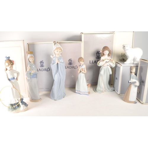 121 - Lladro - Nao - Collection of late 20th century porcelain figures. Comprised of 1980 Nina Piadosa, 19... 