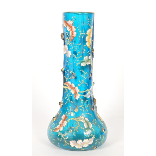 2 - Moser - A 19th century hand painted enamelled stem / bud vase. With high relief acorns and oak leave... 