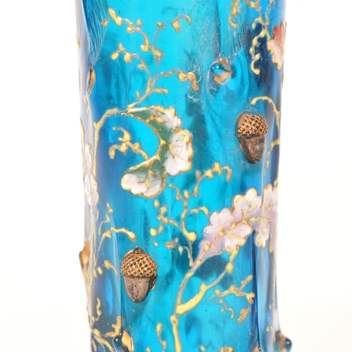 2 - Moser - A 19th century hand painted enamelled stem / bud vase. With high relief acorns and oak leave... 