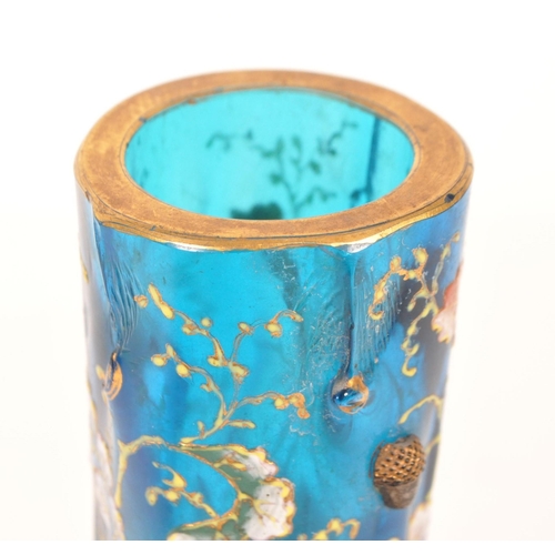 2 - Moser - A 19th century hand painted enamelled stem / bud vase. With high relief acorns and oak leave... 