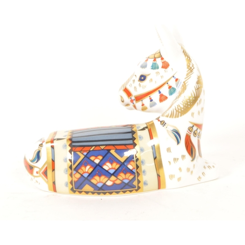 35 - Royal Crown Derby - 21st century bone china Donkey paperweight figure. Numbered MMXII with gold stop... 
