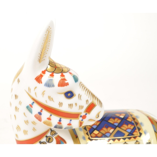 35 - Royal Crown Derby - 21st century bone china Donkey paperweight figure. Numbered MMXII with gold stop... 