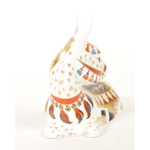 35 - Royal Crown Derby - 21st century bone china Donkey paperweight figure. Numbered MMXII with gold stop... 