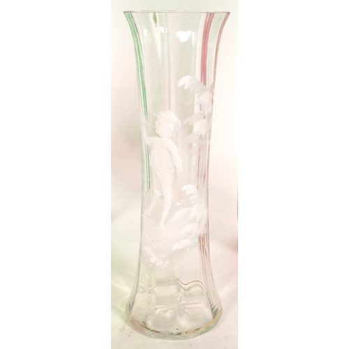 37 - A collection of 19th century Mary Gregory style bowls and vases. Hand painted enamelled design with ... 