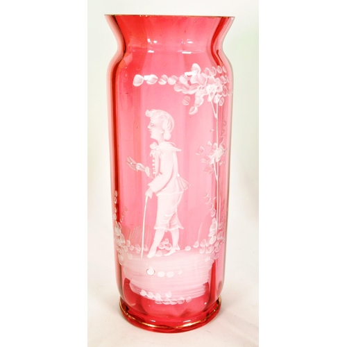 37 - A collection of 19th century Mary Gregory style bowls and vases. Hand painted enamelled design with ... 