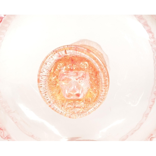 39 - Two late 19th century circa 1880 Italian Murano pink glass moonflask decanters. Salviati & Co. V... 