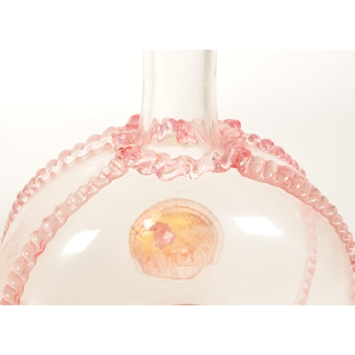 39 - Two late 19th century circa 1880 Italian Murano pink glass moonflask decanters. Salviati & Co. V... 
