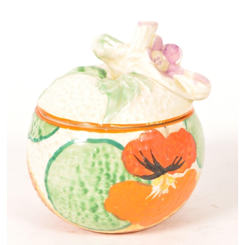 40 - Belleek / Bizarre by Clarice Cliff - A vintage 20th century Irish porcelain beehive honey pot on sta... 