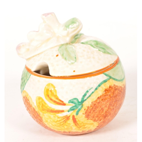 40 - Belleek / Bizarre by Clarice Cliff - A vintage 20th century Irish porcelain beehive honey pot on sta... 