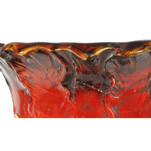 51 - 19th century Victorian large majolica earthenware floor standing vase. Featuring a burgundy / ruby g... 