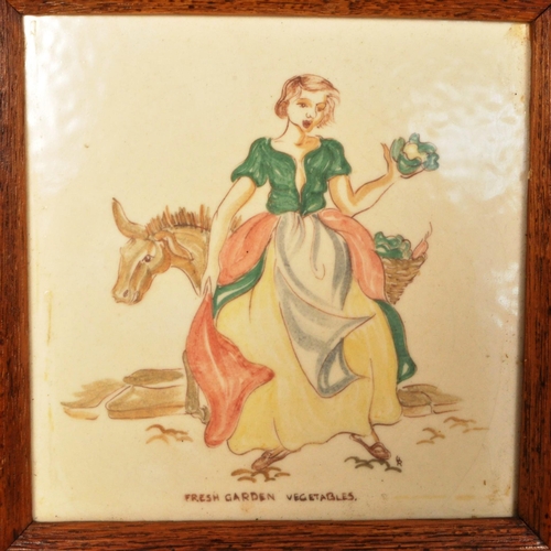 58 - Five 20th century vintage ceramic illustrated Pilkington tiles. Each tile is decorated with hand pai... 