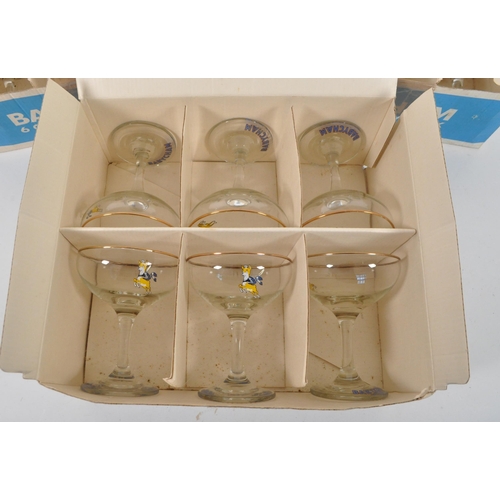 9 - Babycham - Three 1970s vintage party packs of six drinking glasses. Each box holding six sweet spark... 