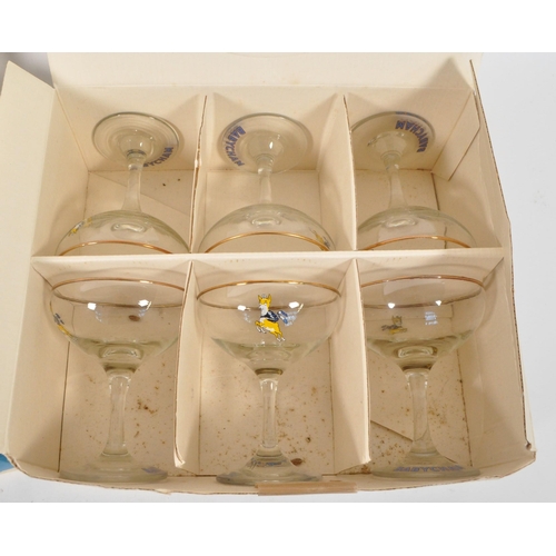 9 - Babycham - Three 1970s vintage party packs of six drinking glasses. Each box holding six sweet spark... 