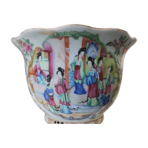 119 - Late 19th century Chinese Cantonese Famille Rose porcelain planter. Decorated in hand painted tradit... 
