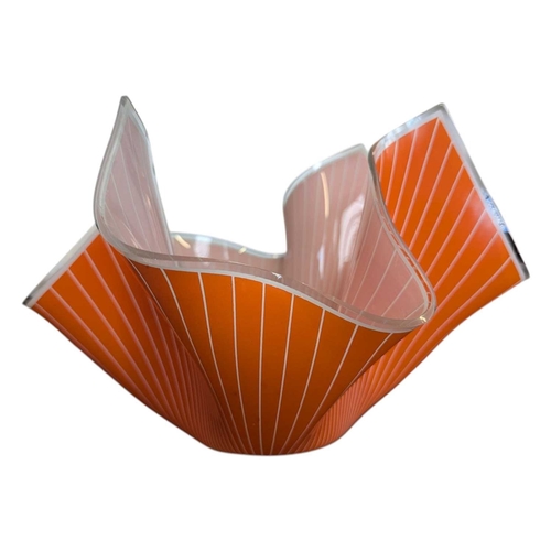 130 - Chance Brothers Glass -Three vintage mid 20th century Chance Brothers art glass handkerchief bowls /... 