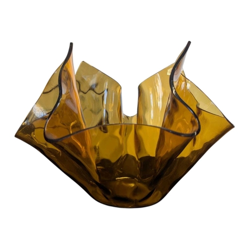 130 - Chance Brothers Glass -Three vintage mid 20th century Chance Brothers art glass handkerchief bowls /... 