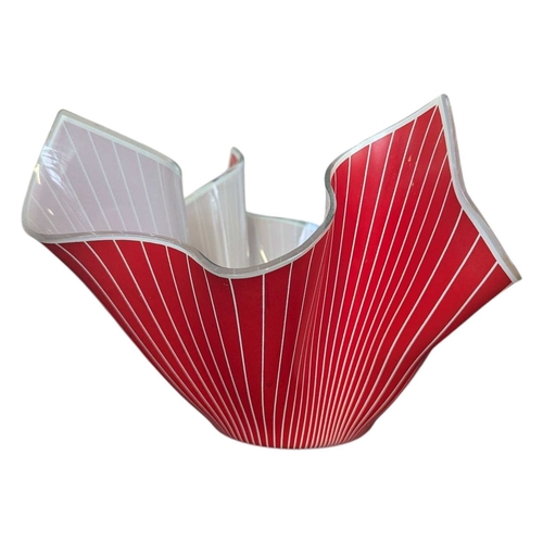 130 - Chance Brothers Glass -Three vintage mid 20th century Chance Brothers art glass handkerchief bowls /... 