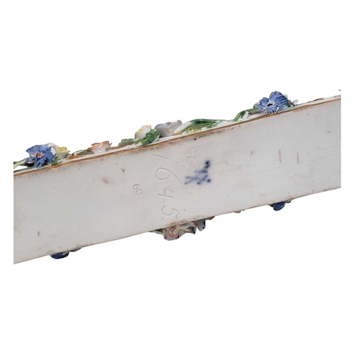 131 - Meissen, Germany - An 18th century porcelain china figure / ornament. Having an owl figure to top on... 