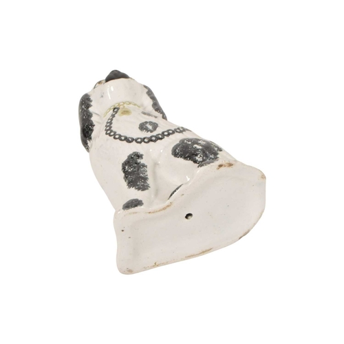 135 - Pair of 19th century Staffordshire ceramic fire side mantel dogs. In a seating position on a white g... 