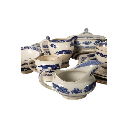 139 - Large collection of 20th century dragon patterned blue and white ironstone dinnerware. Including mak... 