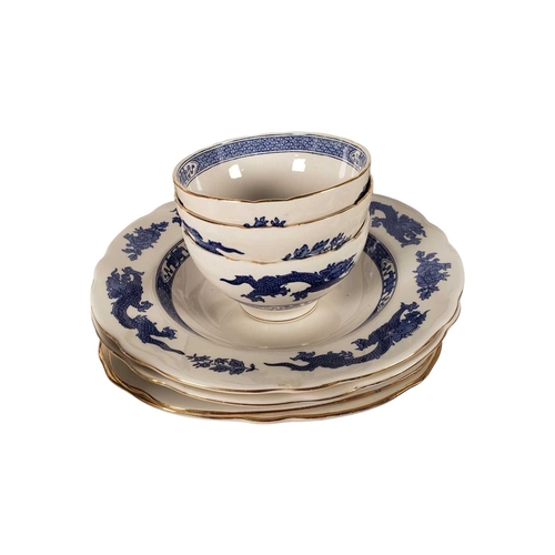 139 - Large collection of 20th century dragon patterned blue and white ironstone dinnerware. Including mak... 