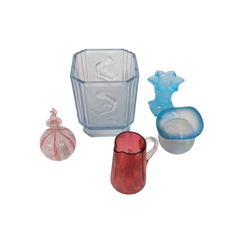 147 - A collection of 19th century and early 20th century coloured glassware. To include a Venetian gilded... 